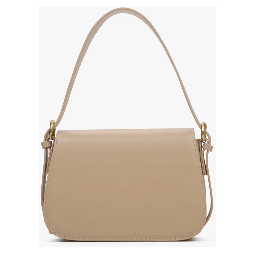 Estro Dames Beige Leren Schoudertas met Gouden Hardware Er00115677 Beige Dames