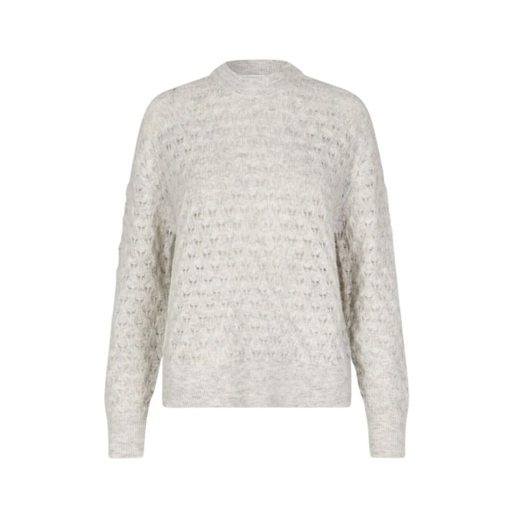 Samsøe Witte Pointelle Sweater RWS Gecertificeerd Gray Dames