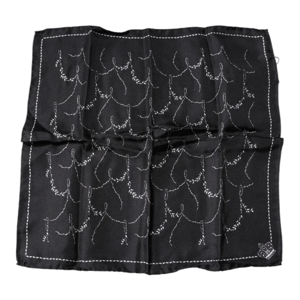 Dolce & Gabbana Men's Black Patterned Silk Handkerchief - Handkerchiefs - One Size - Accessories