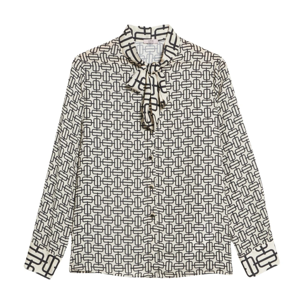 Oltre Satin Optical Hemdblouse met Strik Multicolor Dames