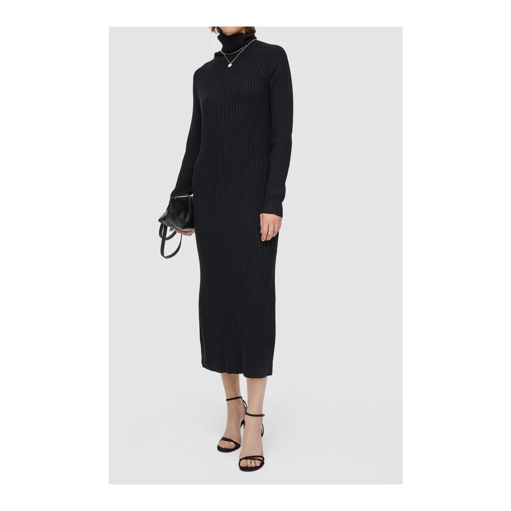 joseph Zwarte Geribbelde Slim Fit Jurk Black Dames