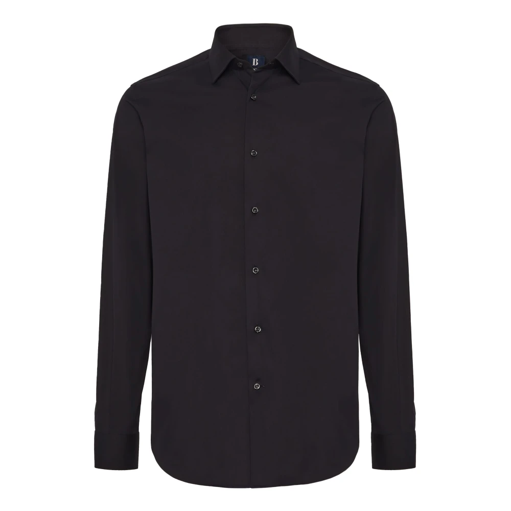 Boggi Milano Herren Blau Slim Fit Stretch Baumwollhemd