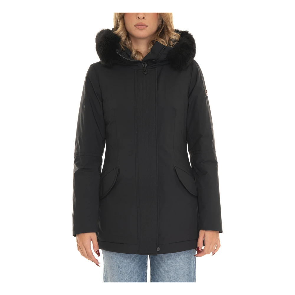 Peuterey Harrington jack met afneembare bontkraag Black Dames