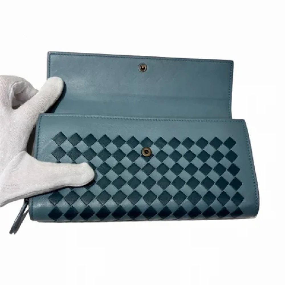 Bottega Veneta Vintage Pre-owned Leather wallets Blue Dames
