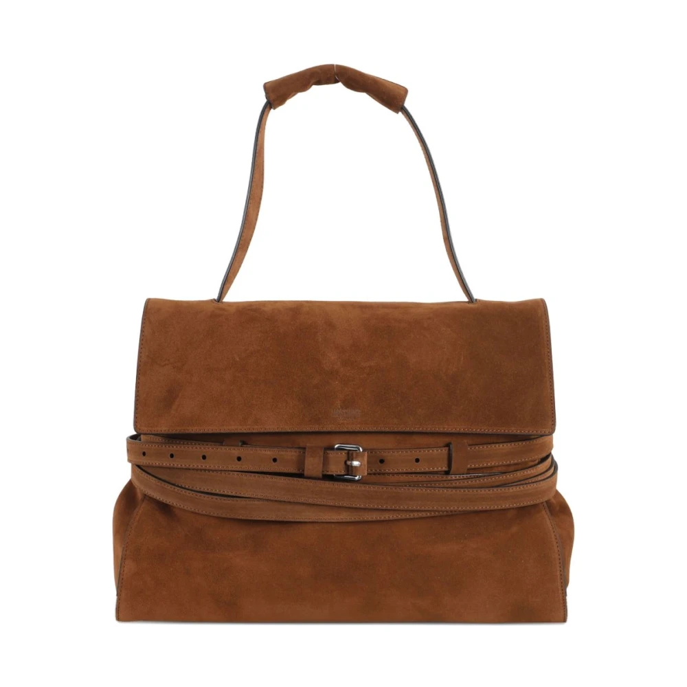 Moschino Women's Brown Handbags, One Size, Tie Me Suede Tote