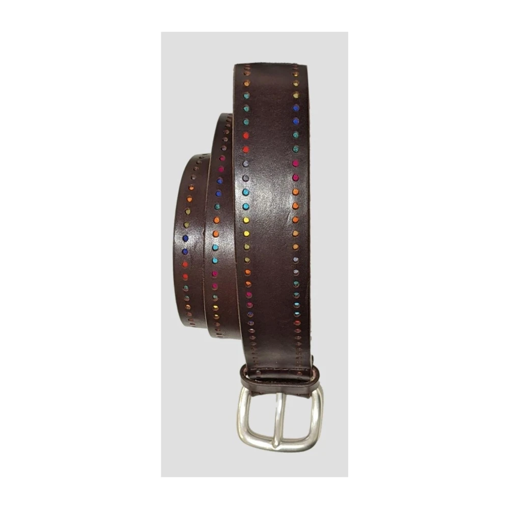 Orciani Bruine leren riem met versierd profiel Brown Heren