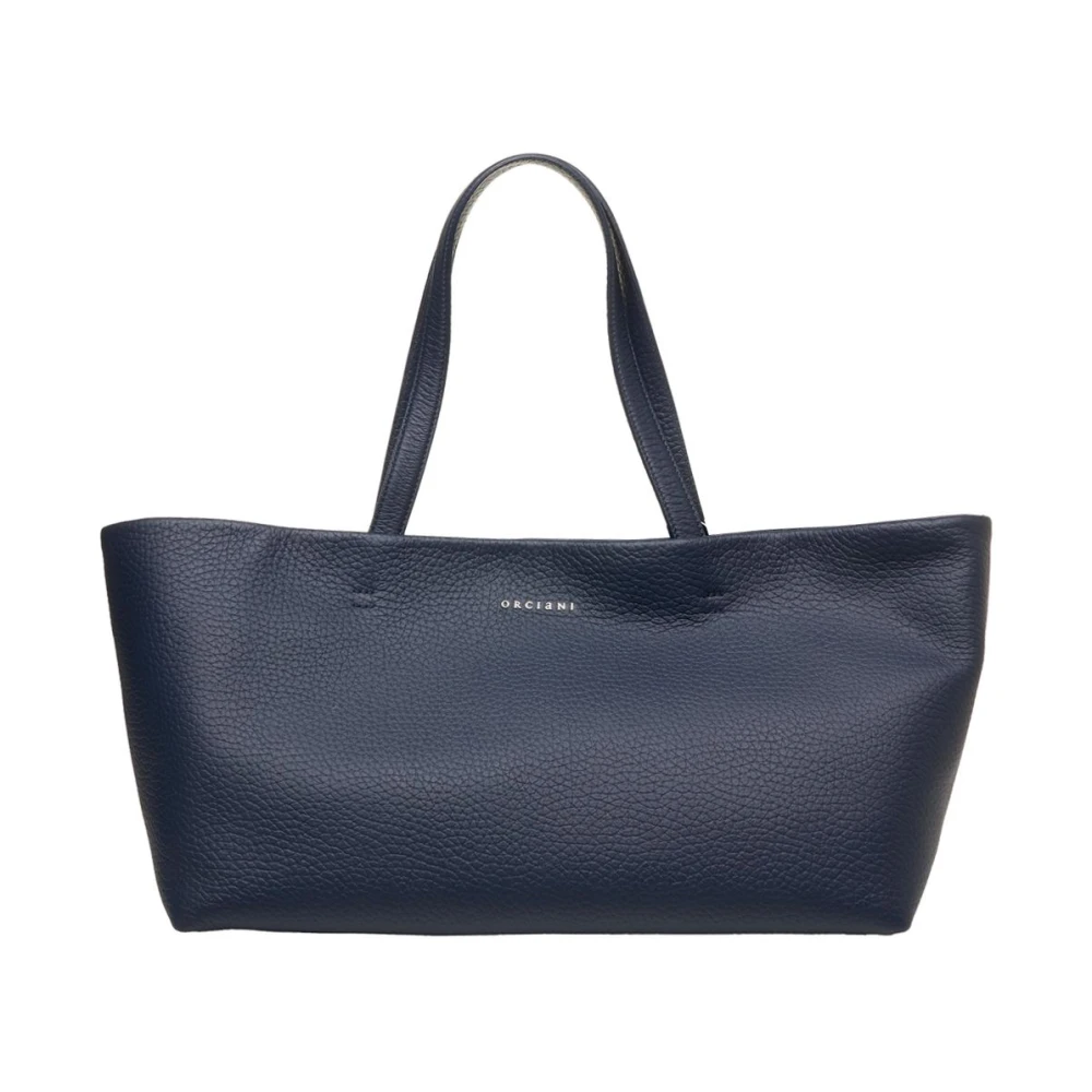 Orciani Blauwe Leren Shopper Tas Blue Dames