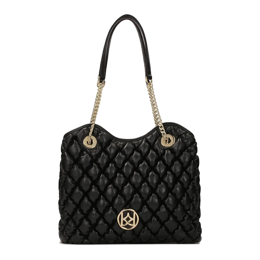 Kazar Zwarte gewatteerde patroon handtas met schouderkettingen Black Dames