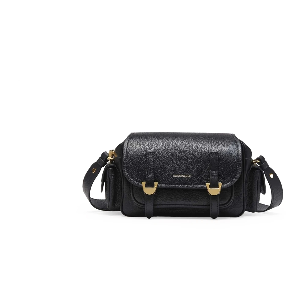 Coccinelle Campus Line Zwarte Leren Schoudertas Black Dames