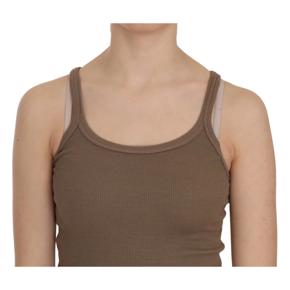 Pink Memories Elegant katoenen spaghettibandtop Brown Dames