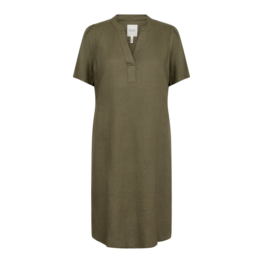 Part Two Elegante Jurk met V-Hals in Kalamata Green Dames