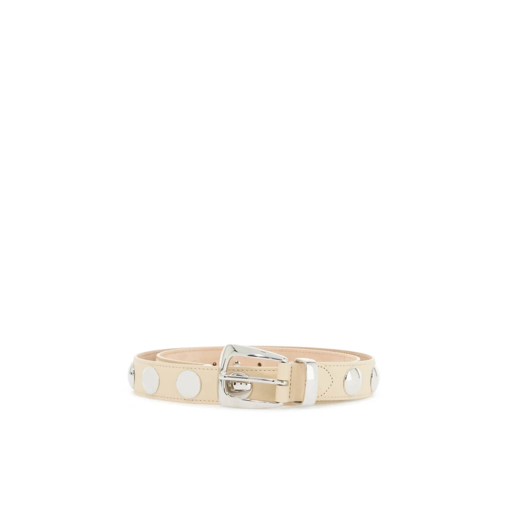 Khaite Gespikkelde leren riem met ronde studs Beige Dames