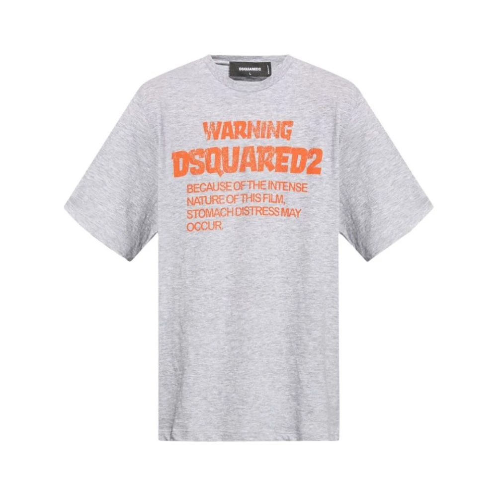 Dsquared2 Men's Gray T-Shirts, 2XL, Grey Logo Print T-Shirt