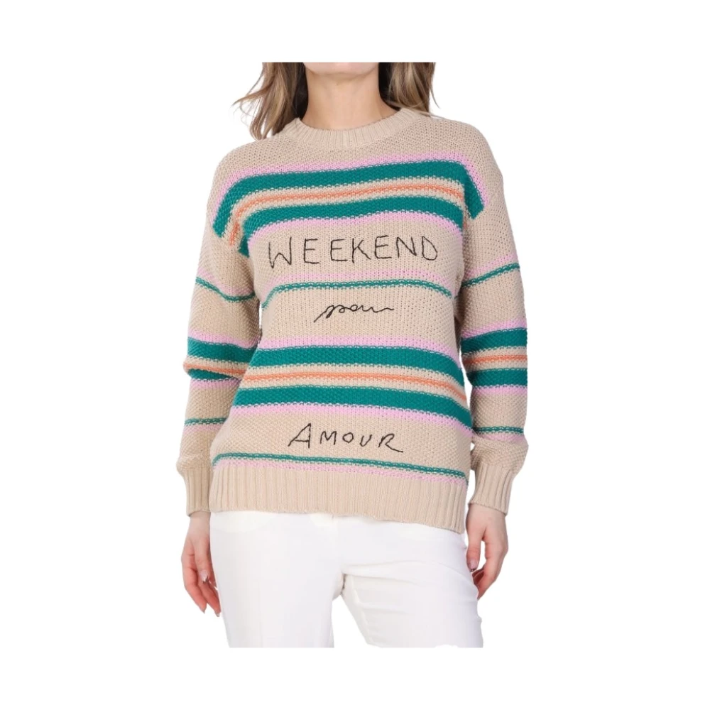 Weekend Max Mara Vrouw Multicolor Truien & Vesten Dames, Veelkleurig, M, Rondgebreide Trui