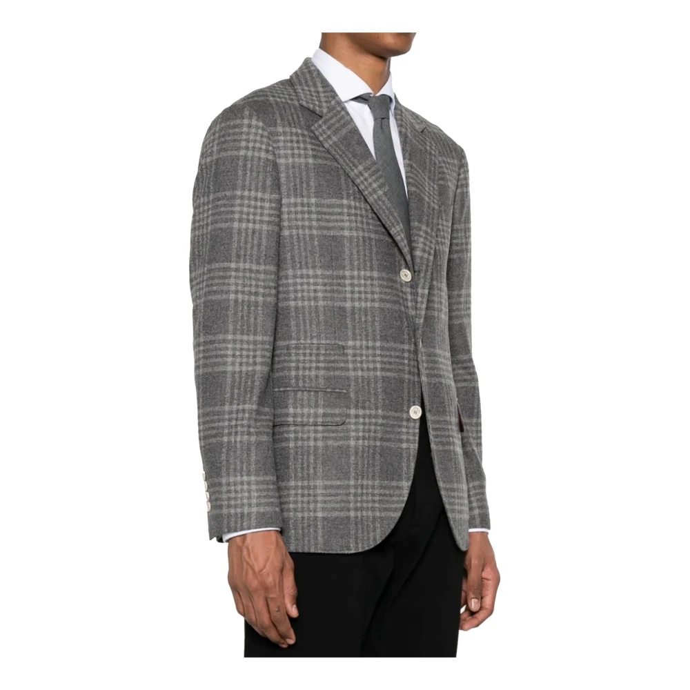 BRUNELLO CUCINELLI Zijde Wol Kasjmier Blazer Jas Mannen Gray Heren