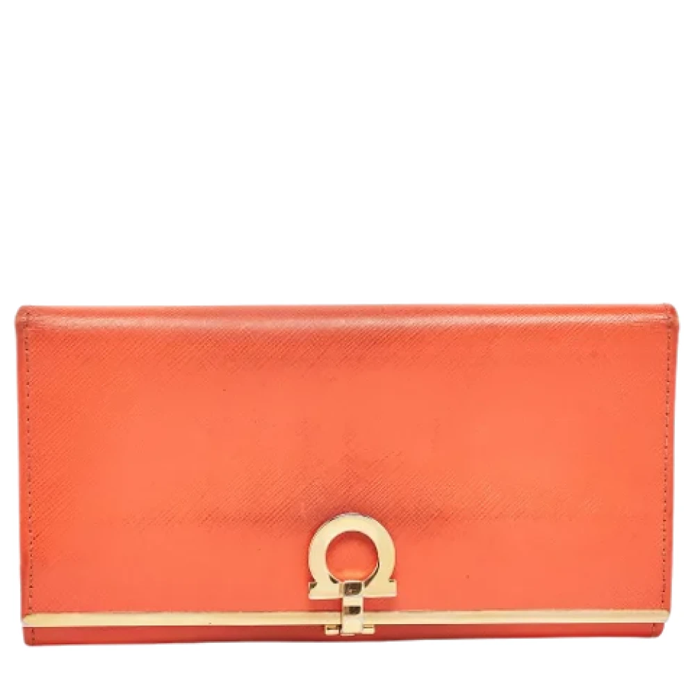 Salvatore Ferragamo Pre-owned Leather wallets Orange Dames