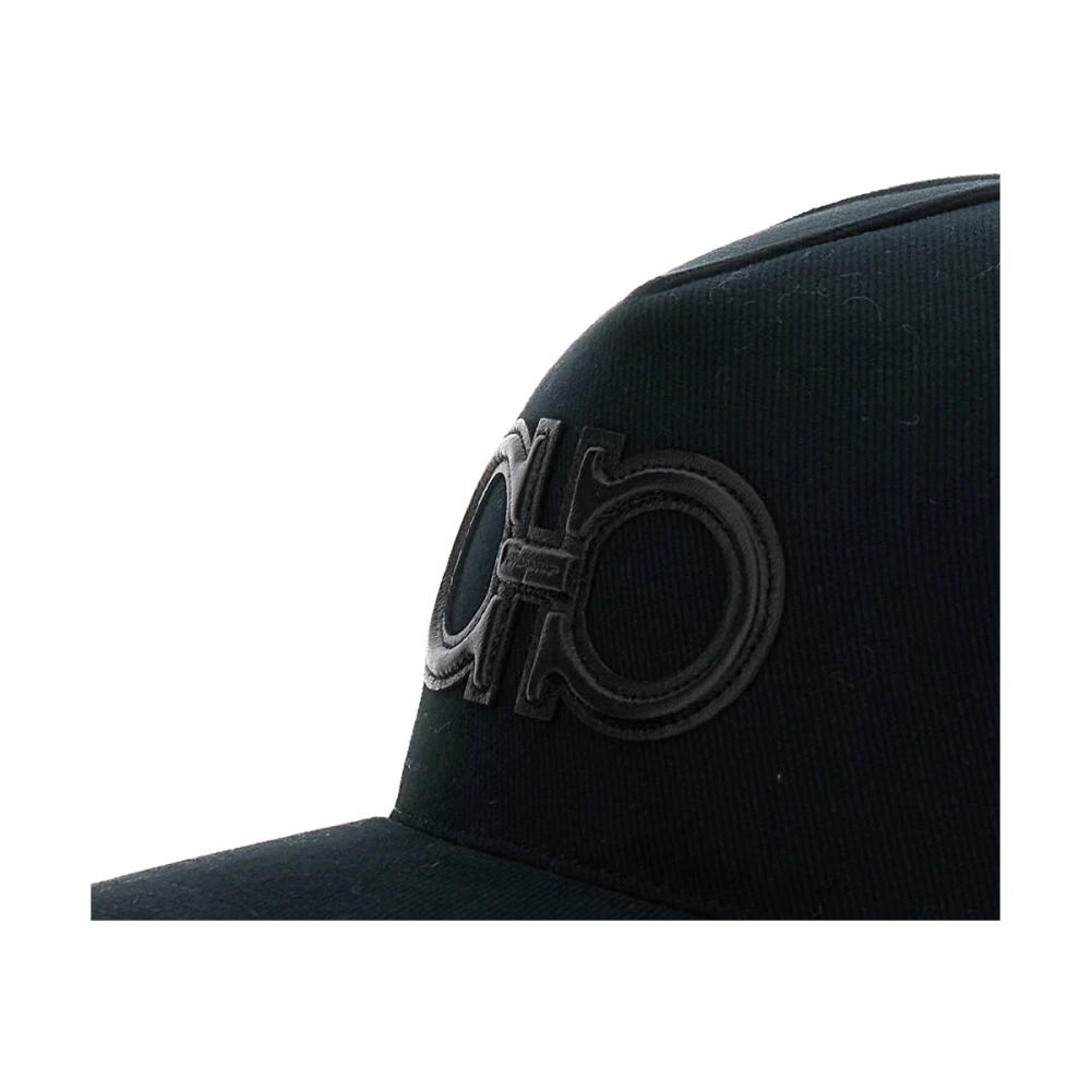 Salvatore Ferragamo Zwarte baseballpet met Gancini-detail Black Heren