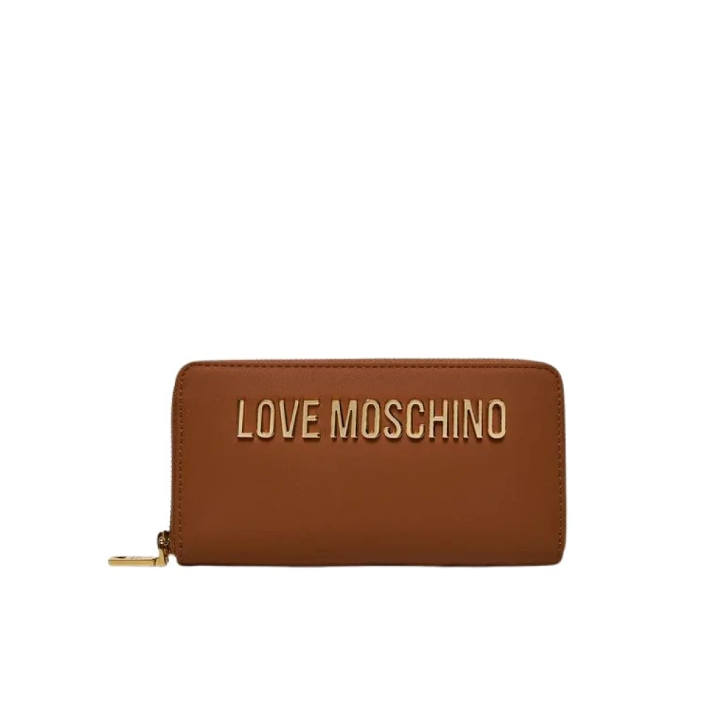 Love Moschino Bruine Portemonnee met Ritssluiting en Metalen Logo Brown Dames