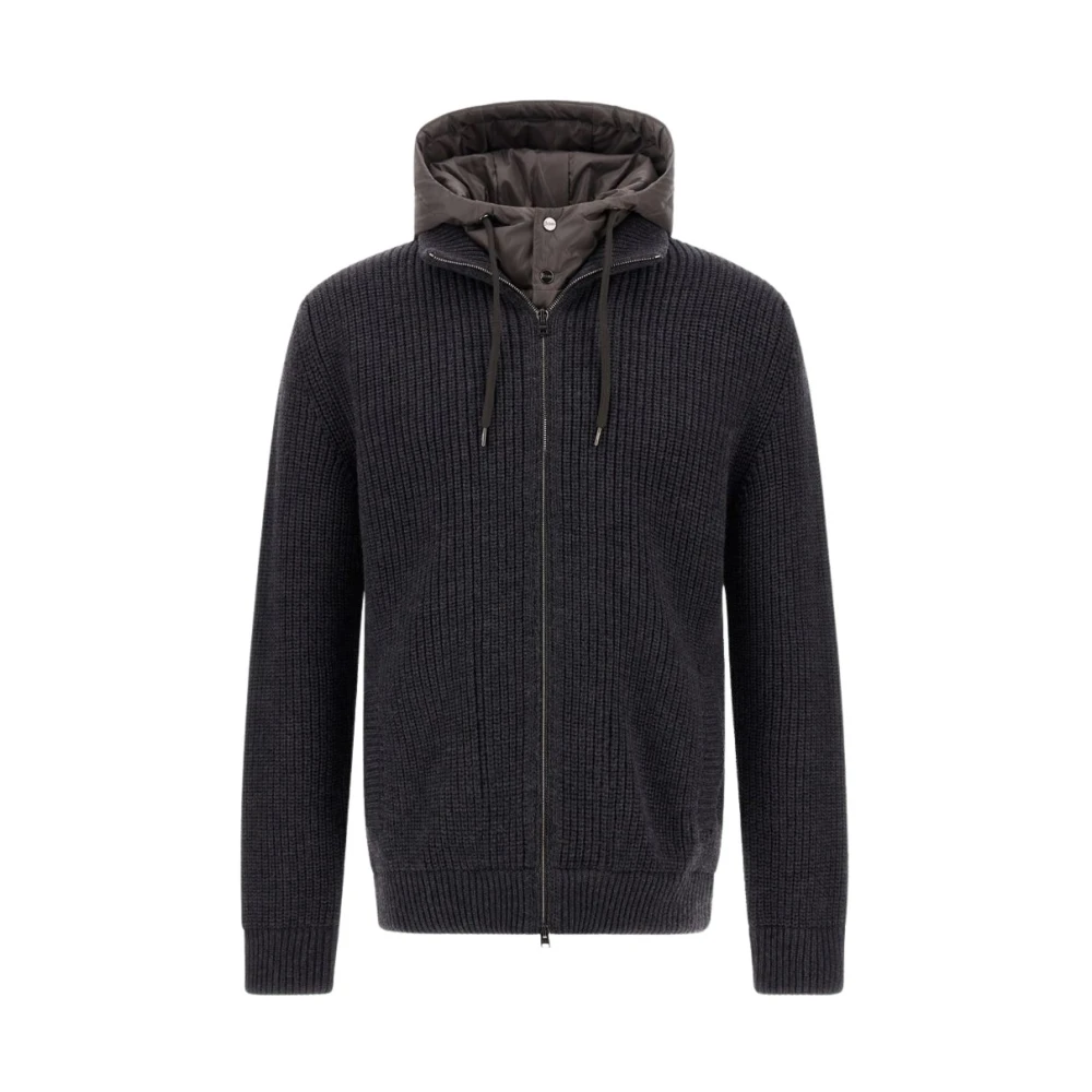 Herno Uomo Grigio - Cardigan In Maglia Con Zip Intera - Knitwear - Xl