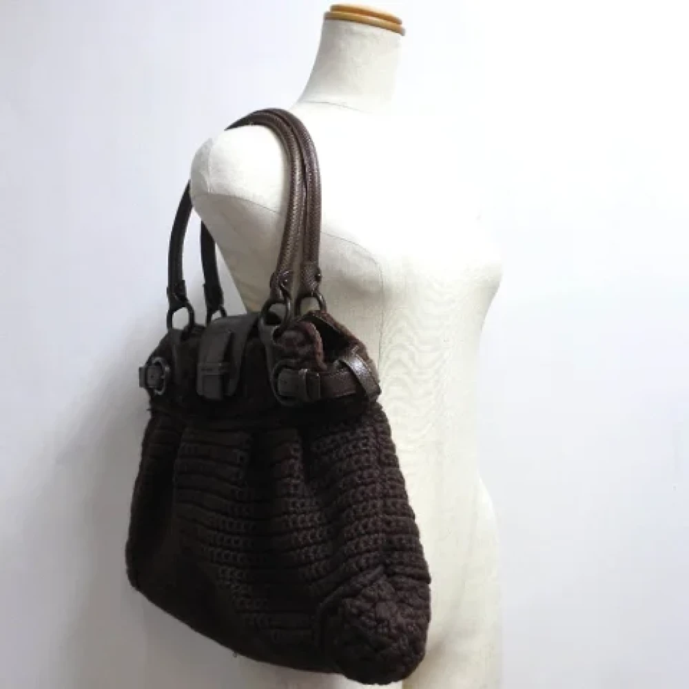 Salvatore Ferragamo Pre-owned Wool shoulder-bags Brown Dames