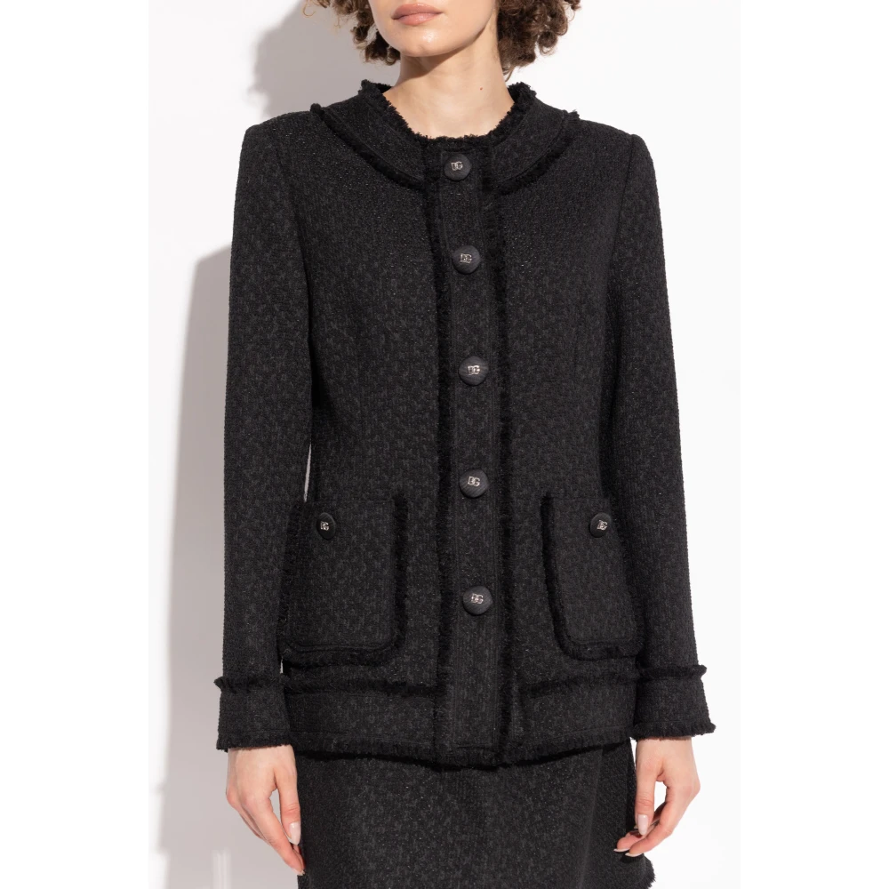 Dolce & Gabbana Tweed Blazer Black Dames