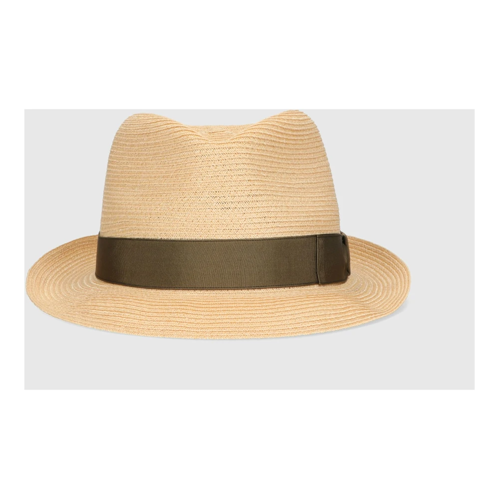 Borsalino Handgeweven Hennep Rand Hoed Yellow Heren