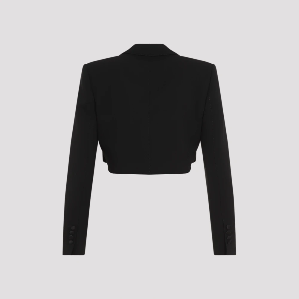 Dolce & Gabbana Luxe Zwarte Wol Zijde Jas Black Dames