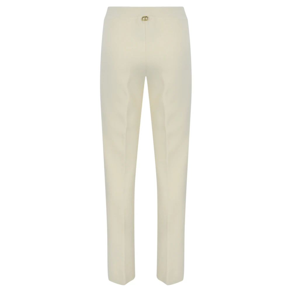 Twinset Flare Crepe Broek Wit Beige Dames