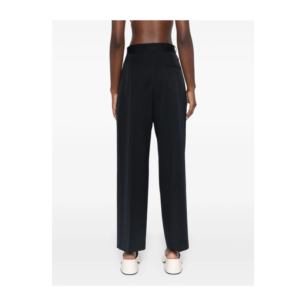 Studio Nicholson Marineblauwe Wol Twill Hoge Taille Broek Blue Dames
