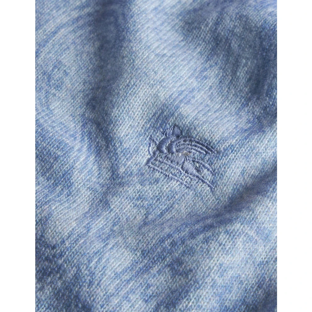 ETRO Blauwe Wol Crew-Neck Sweater met Paisley Blue Heren