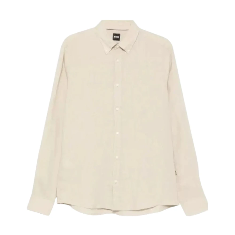 Hugo Men's Beige H-Liam-Bd-E-C1-261 Regular Fit Shirt - Casual Shirts - M - Shirts