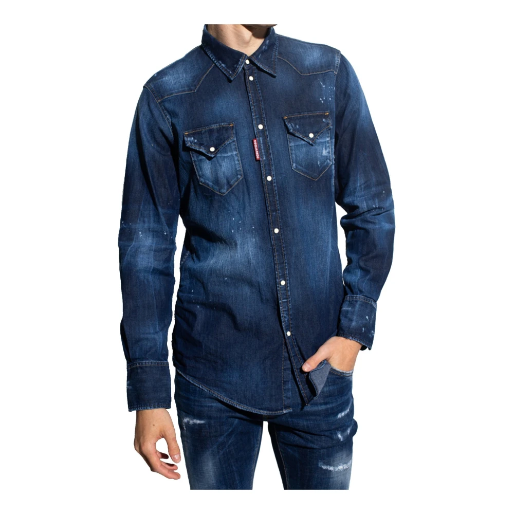 Dsquared2 Denim overhemd met lange mouwen Blue Heren