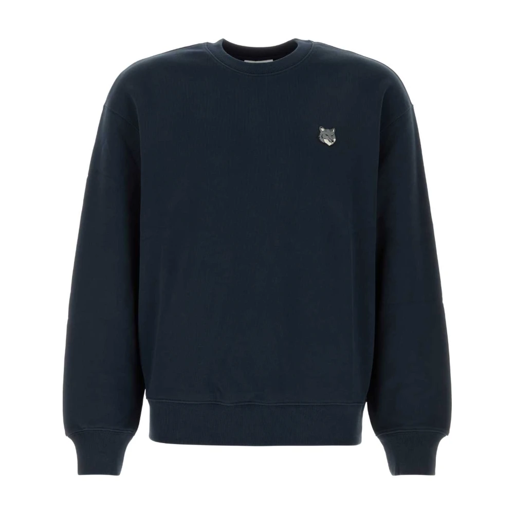 Maison Kitsuné Men's Blue Sweatshirts, S, Fox Head Comfort Sweatshirt