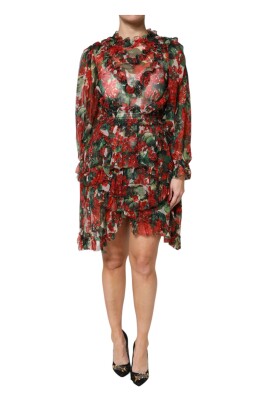floral-ruffle-mini-dress-multicolor-silk