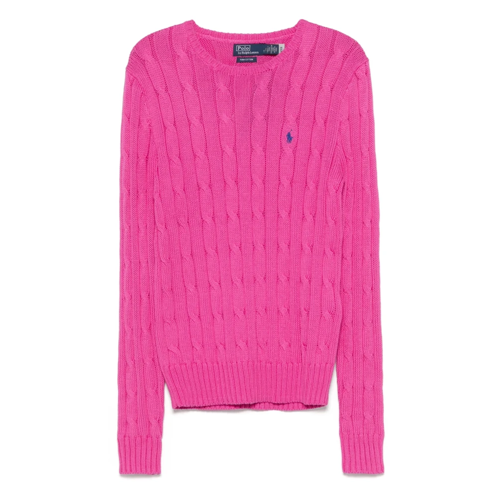 Polo Ralph Lauren Fuchsia Crew Neck Sweater met Pony Pink Dames