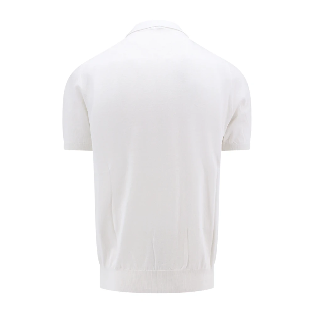 Kiton Witte T-shirt met halve rits White Heren