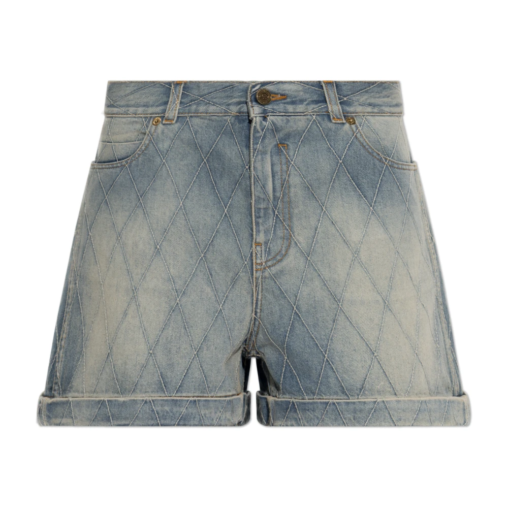 Balmain Donna Blu - Shorts In Denim Effetto Vintage - Shorts - L