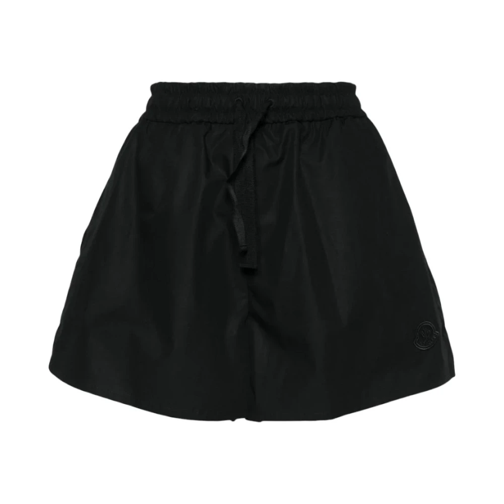 Moncler Zwarte Logo-Appliqué Poplin Shorts Black Dames