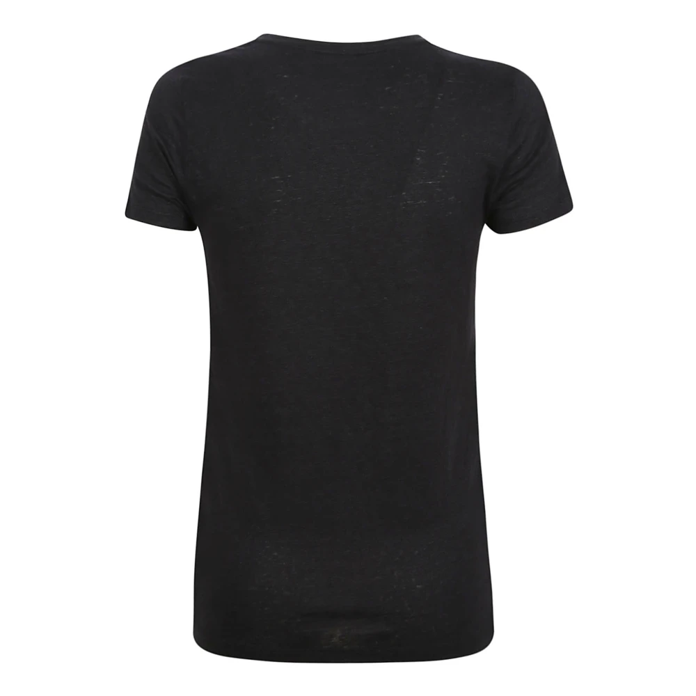 majestic filatures Zwarte Linnen Elastaan T-shirts en Polos Black Dames