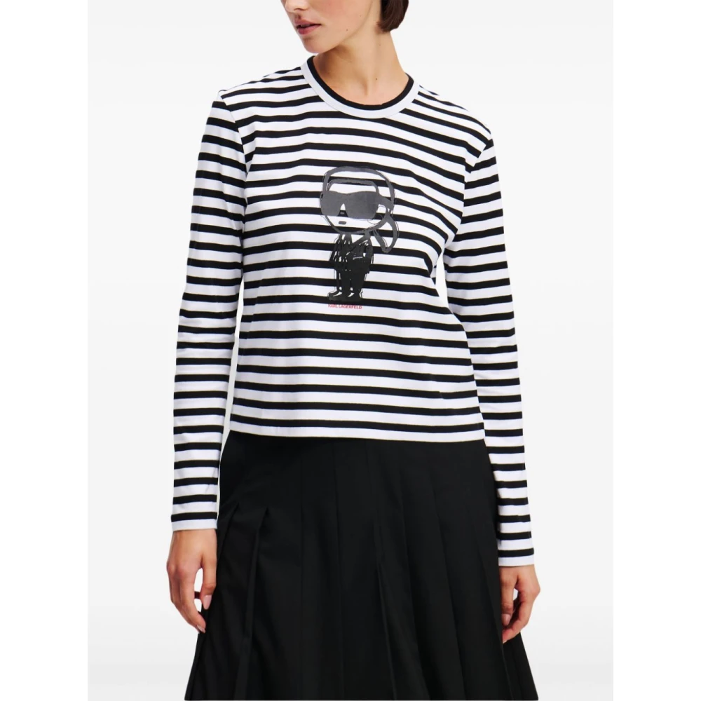 Karl Lagerfeld Ikon Print Stripe TOP Black Dames