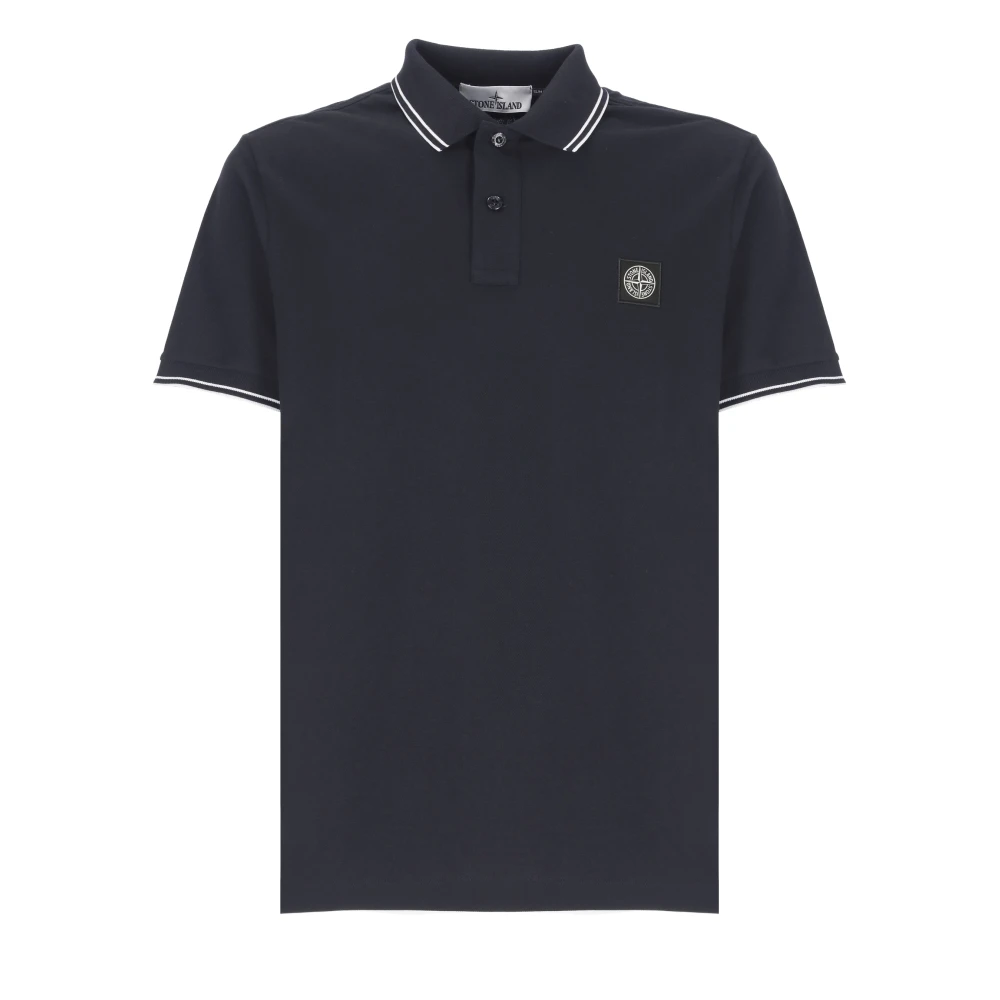 Stone Island Blauw Katoenen Poloshirt met Logopatch Blue Heren