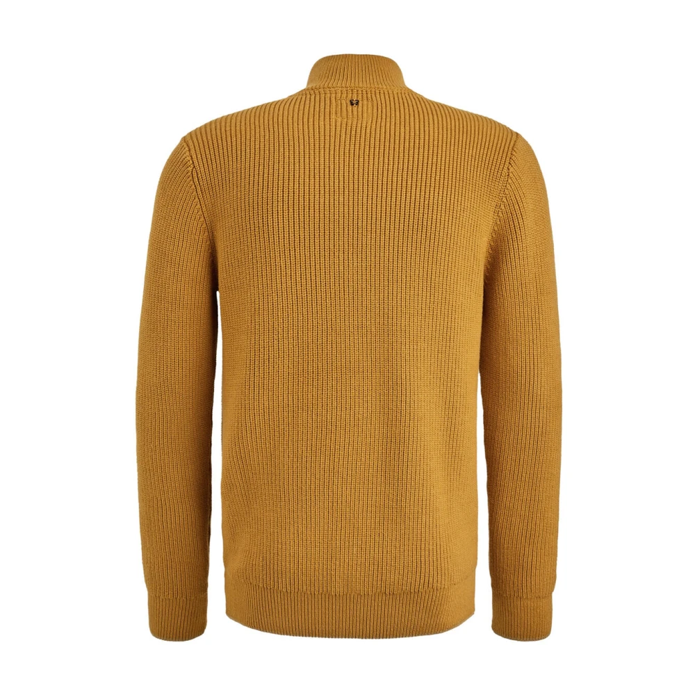 PME Legend Katoenmix Kabel Half Zip Pullover Brown Heren