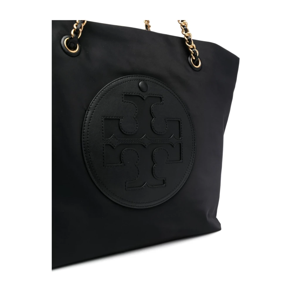 TORY BURCH Stijlvolle Zwarte Tassen met Logo Patch Black Dames