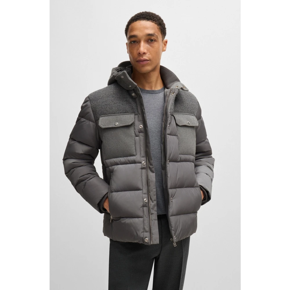Hugo Boss Waterafstotende Regular-Fit Hoodie Jas Gray Heren