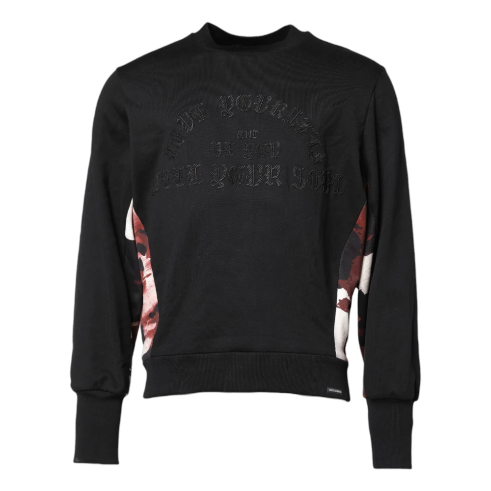 Dolce & Gabbana Men's Black Embroidered Crew Neck Jumper - Sweatshirts - L - Sweatshirts & Hoodies