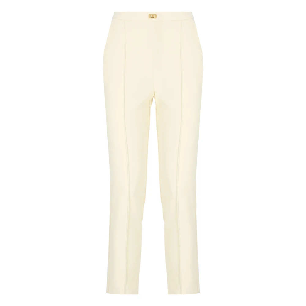 Elisabetta Franchi Gele Crêpe Broek met Voorzakken Yellow Dames