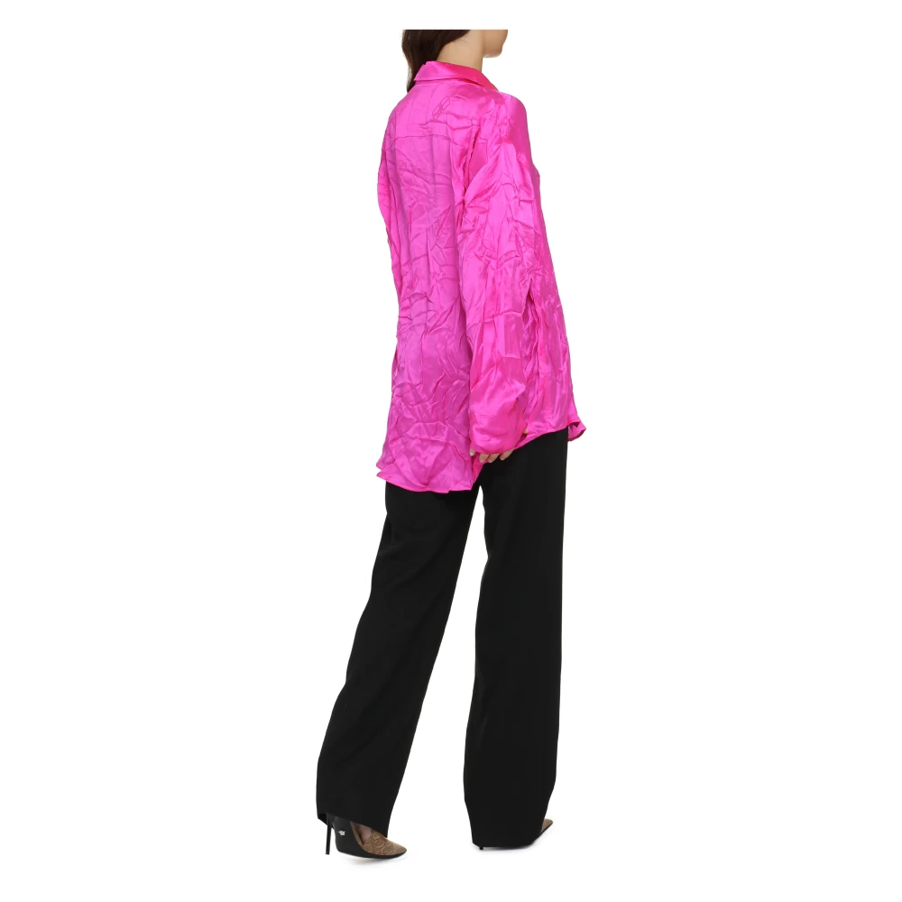 Balenciaga Zijden overhemd met gekreukt effect Pink Dames