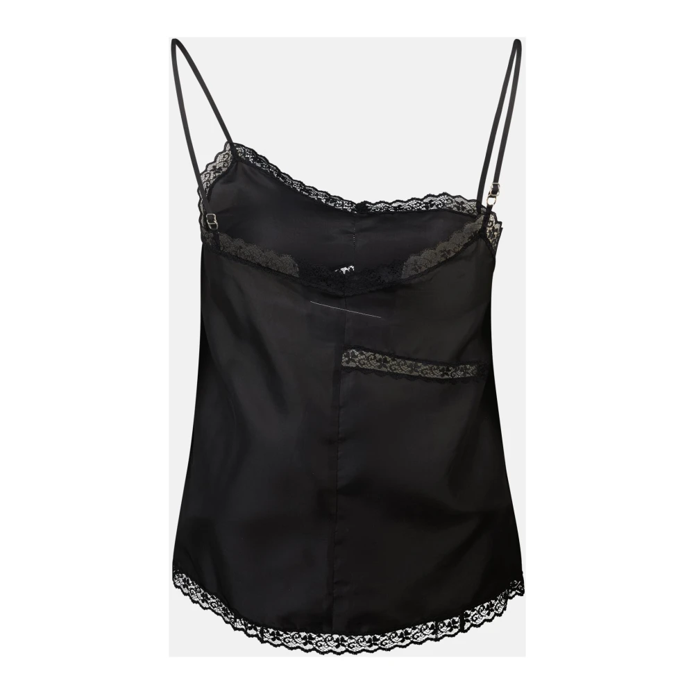 MM6 Maison Margiela Zijden kant top met asymmetrische halslijn Black Dames