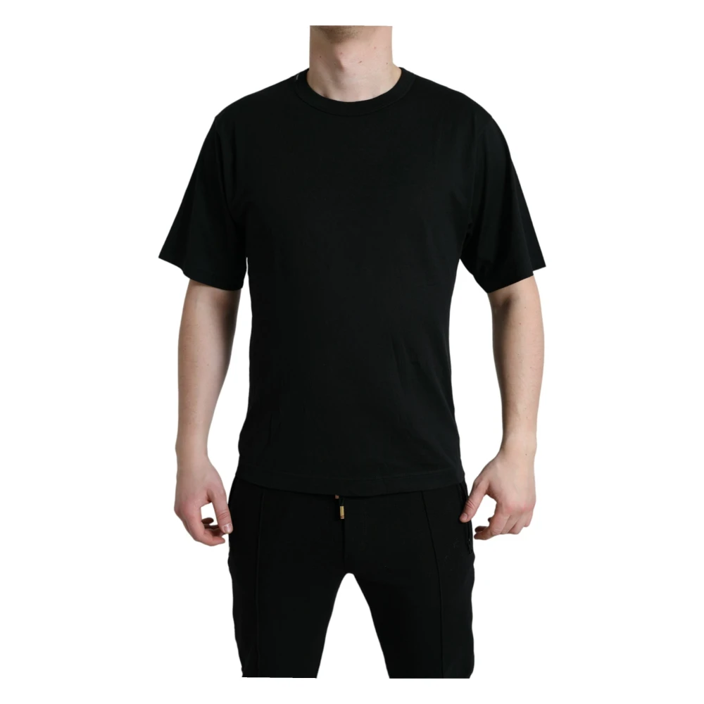 Dolce & Gabbana Men's Black Dg Crown Cotton Round Neck T-Shirt