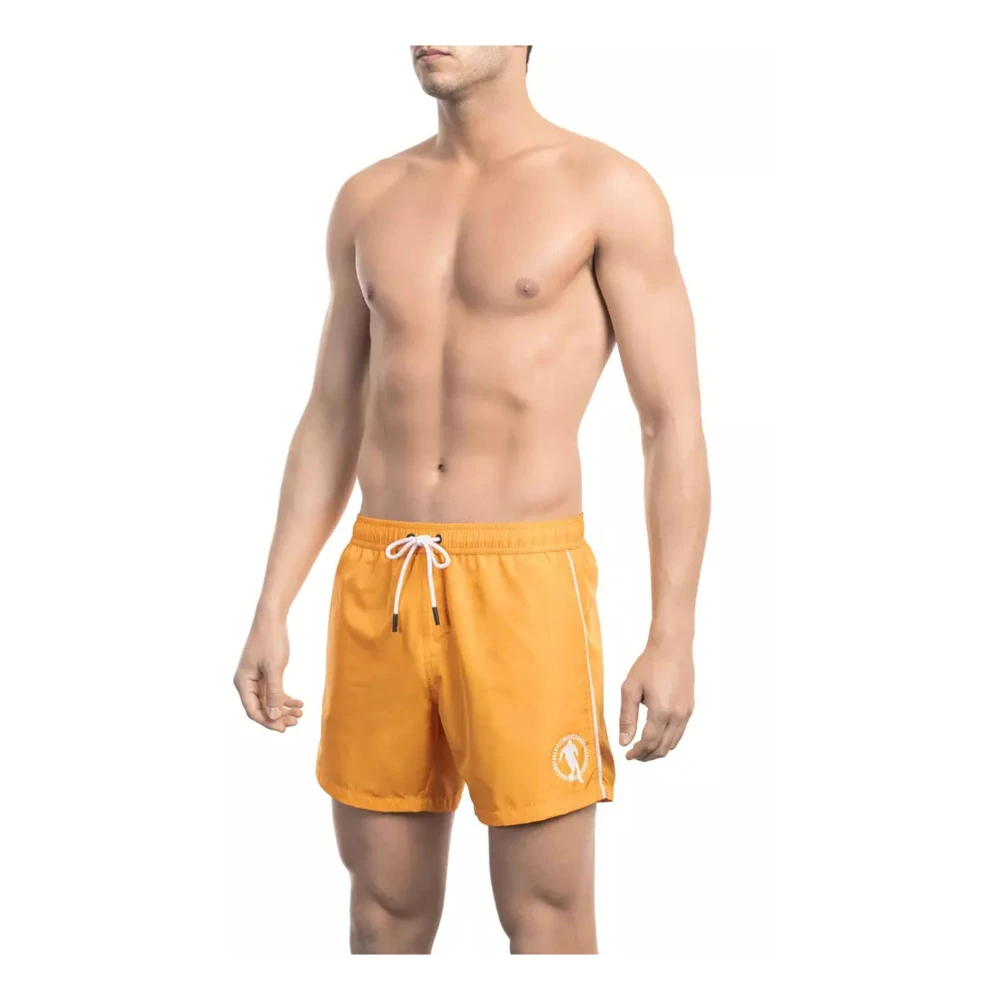 Bikkembergs Men's Orange Beachwear, L, Wo Printed Swim Shorts
